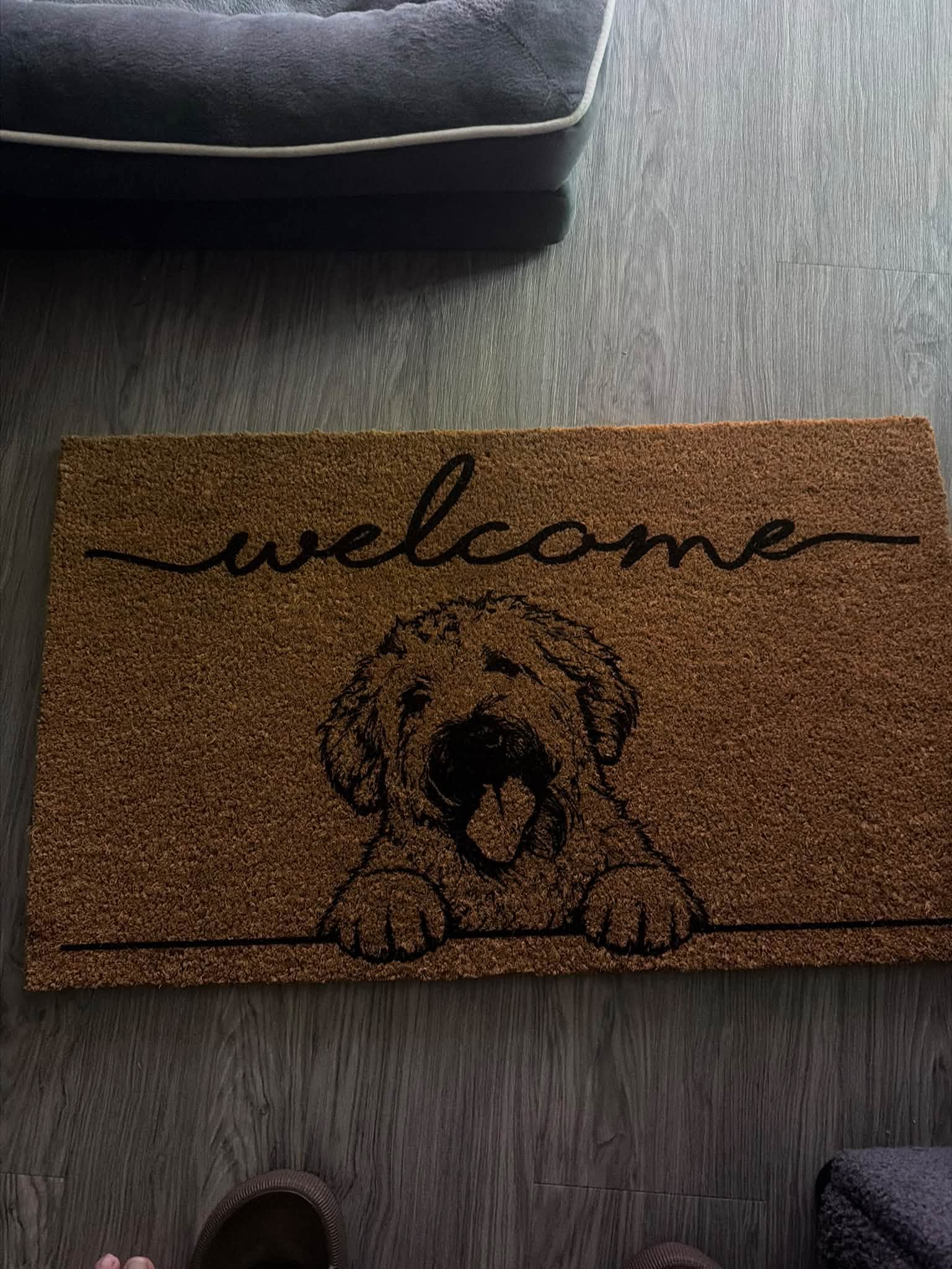 Home, with the welcome mat